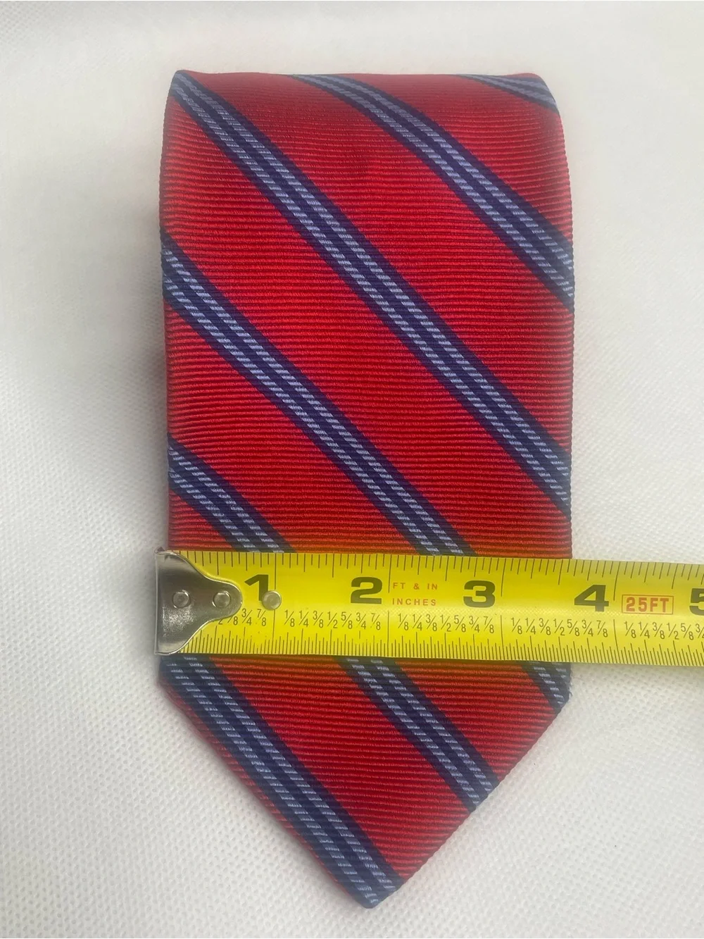 Brooks Brothers Makers Repp Silk Tie Red Preppy Blue Striped Textured Necktie